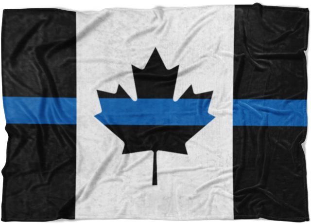 Thin Blue Line Canadian Flag Fleece Blanket - Thin Blue Line Canada Flag (740x740), Png Download