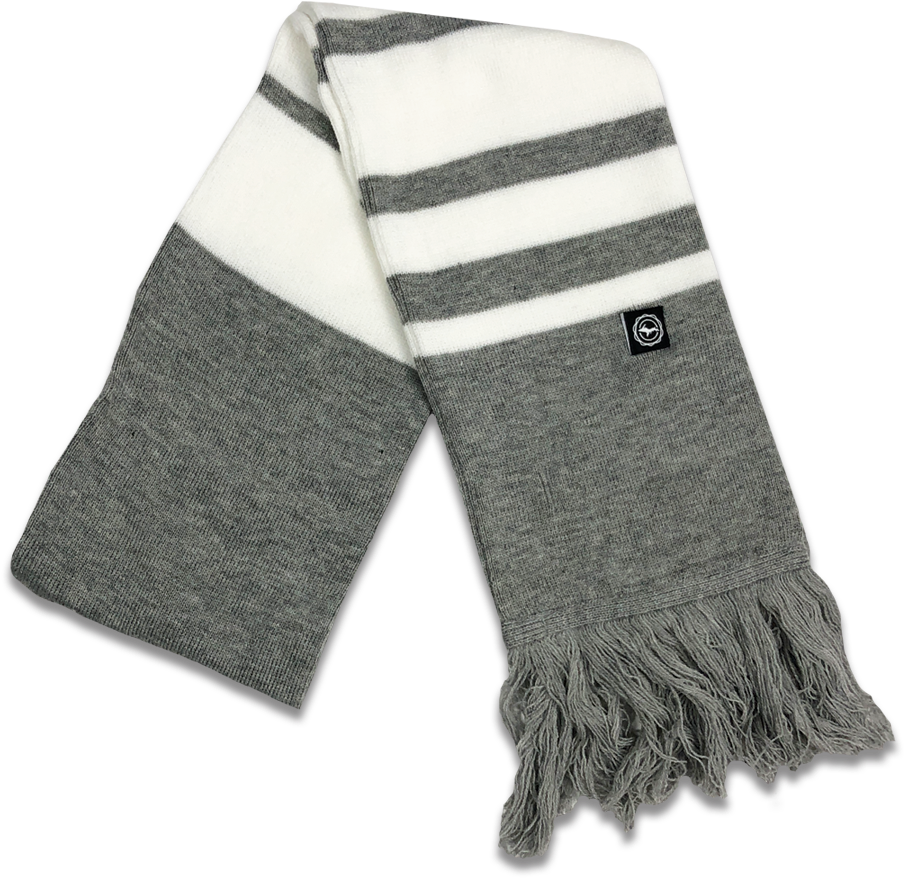 Scarf - "u - P - Seal " Heather Grey/white Striped - Grey And White Striped Scarf (1024x1024), Png Download