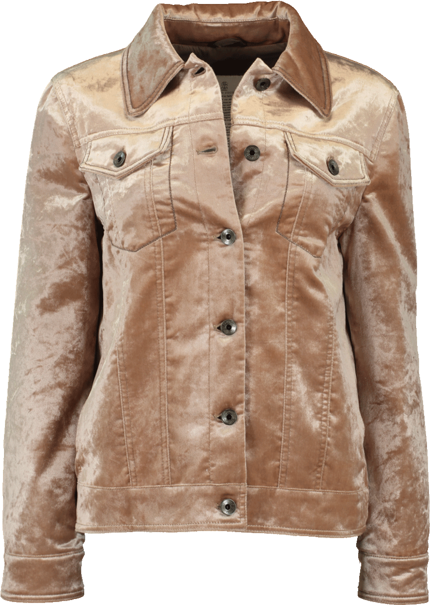 Brunello Cucinelli Crushed Velvet Trucker Jacket In - Leather Jacket (960x1223), Png Download