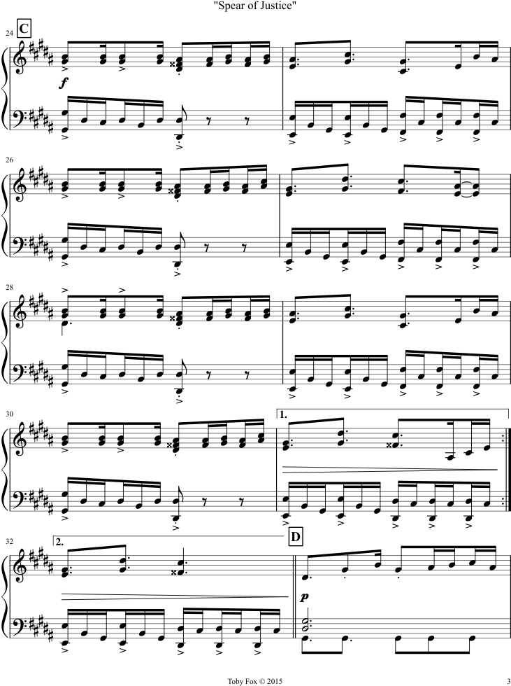 "spear Of Justice" Sheet Music Composed By Composition - Piano Sheet Music (850x1100), Png Download