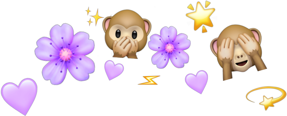 #crown #emoji #monkey #tumblr #cute #pastelcolors #purple - Cartoon (1024x1024), Png Download