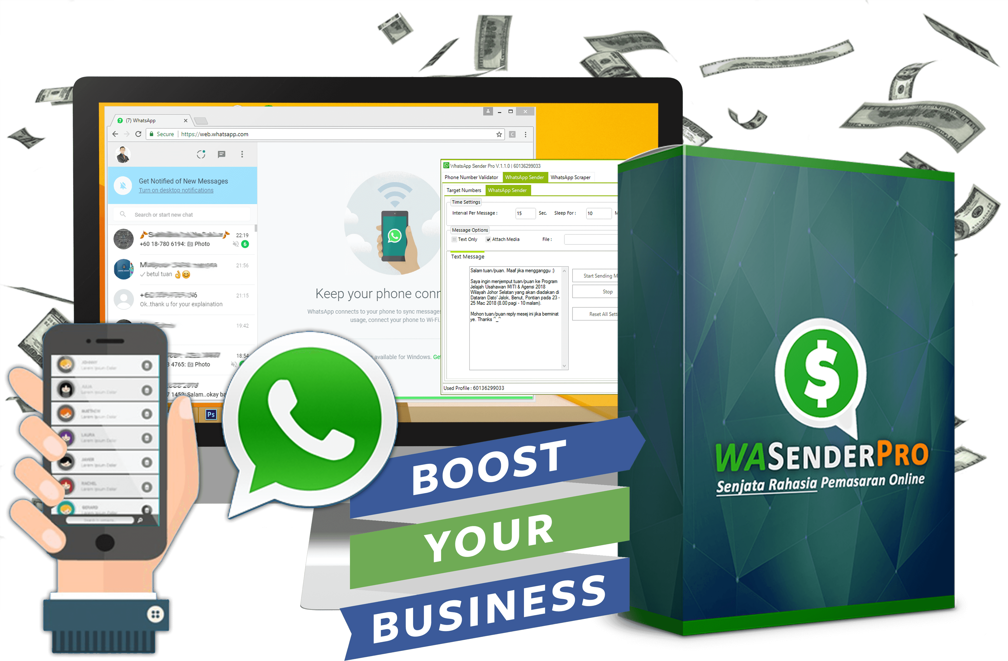 Tingkatkan Jualan Anda Melalui Whatsapp Marketing - Whatsapp Icon (4000x2667), Png Download