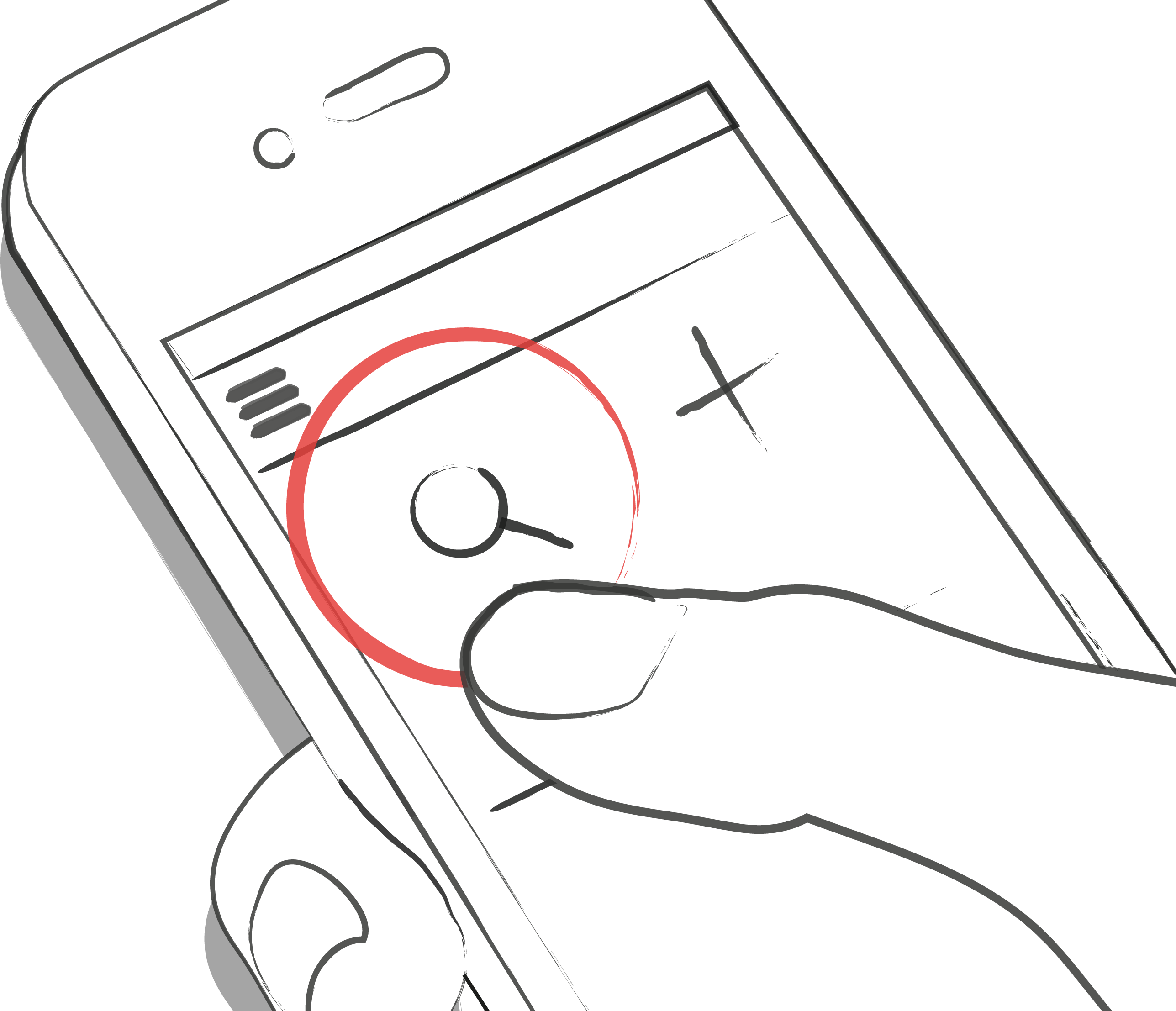 Tap On The Magnifying Glass - Hand (2667x2213), Png Download