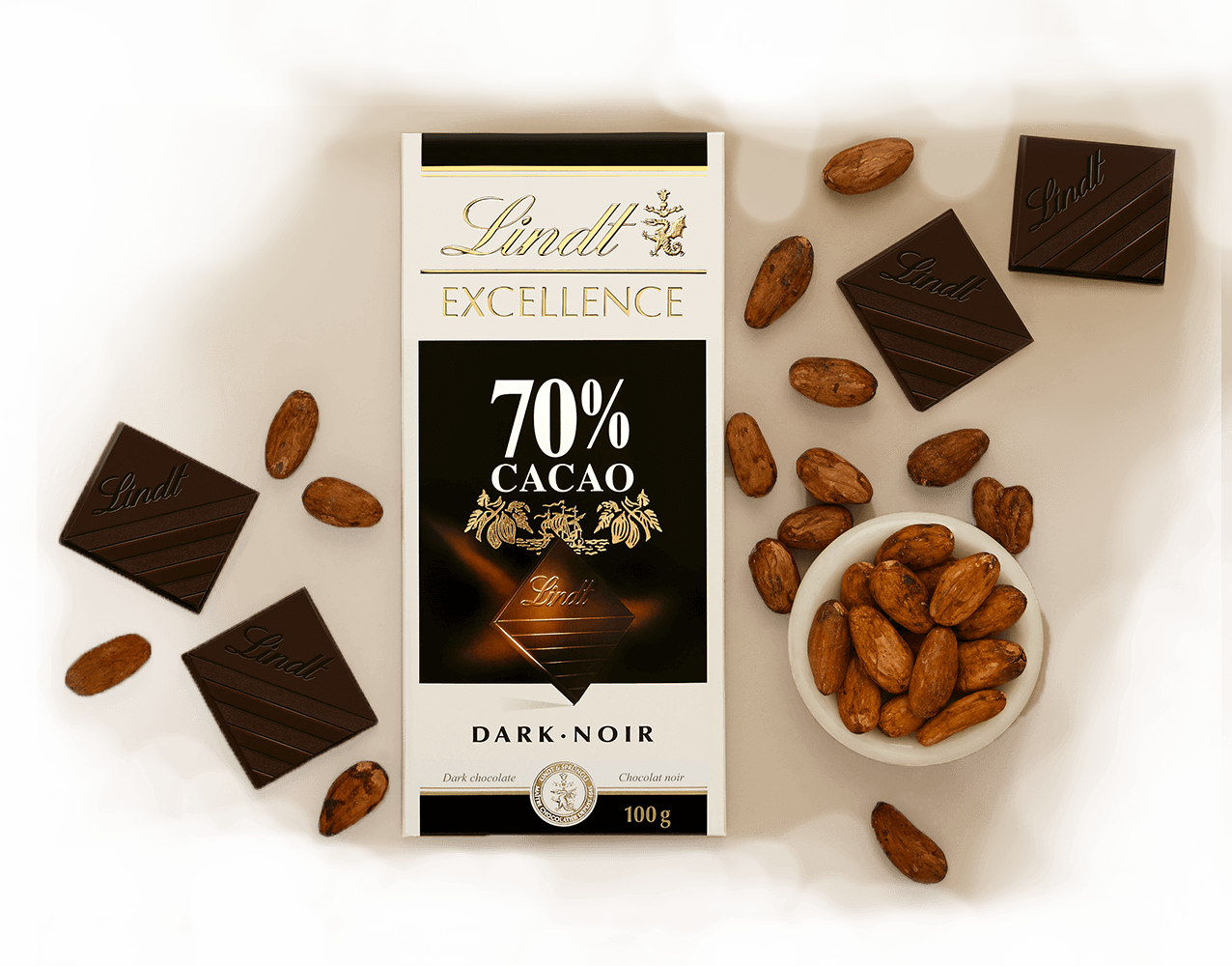 Lindt Excellence 70% Cacao - Chocolate Lindt 80 Cacao (1276x1000), Png Download