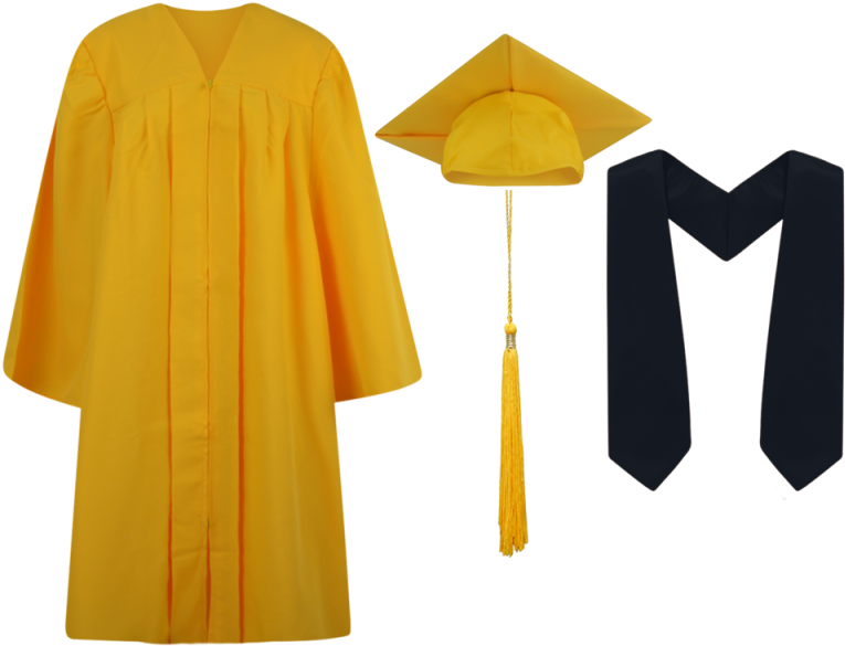 Graduation Gown Png - Yellow Graduation Cap And Gown (800x800), Png Download