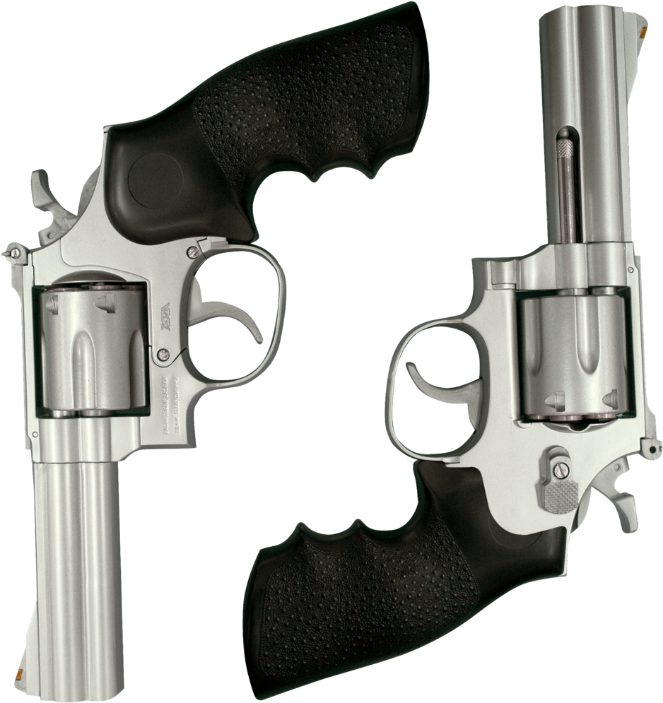Black Handeled Pistol - Revolver (1000x1000), Png Download