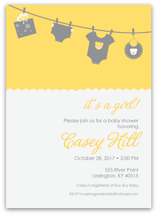 Clothesline Baby Shower Invitations Ian & Lola Design - Poster (748x748), Png Download