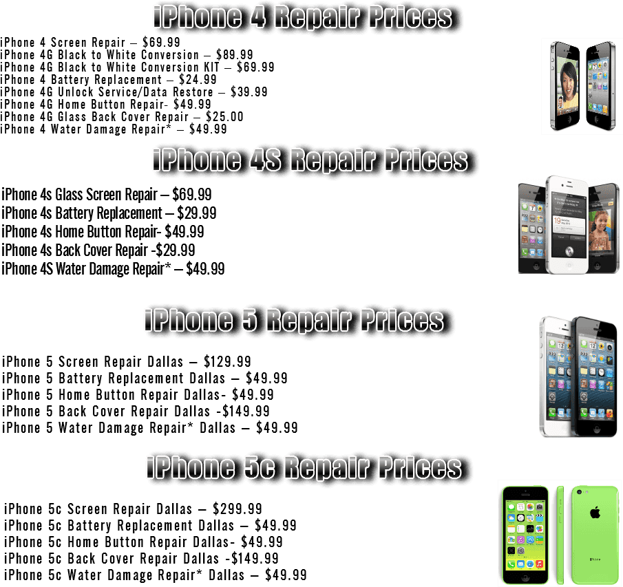 Dallas Iphone Screen Repair Prices - Phone Repair Prices (912x893), Png Download