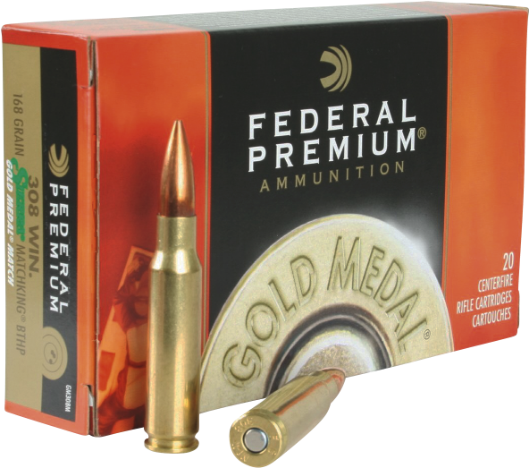 Federal Gm308m Gold Medal 308 Winchester/7 - Federal Premium (600x527), Png Download