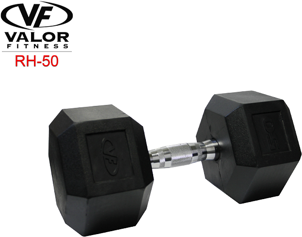 Rh-50 50lb Rubber Hex Dumbbell - Valor Fitness (750x675), Png Download
