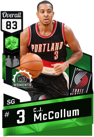 10 - C - J - Mccollum - Emerald Moments Card - Kevin Durant 2kmtc Card (325x475), Png Download