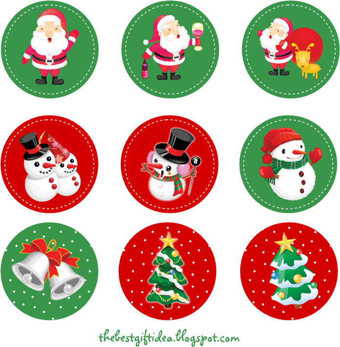 Png Cute Labels For Christmas - Christmas Toppers For Cupcakes (764x754), Png Download