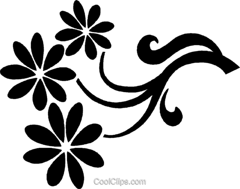 Desenho Floral Decorativo Livre De Direitos Vetores - Flower (480x378), Png Download