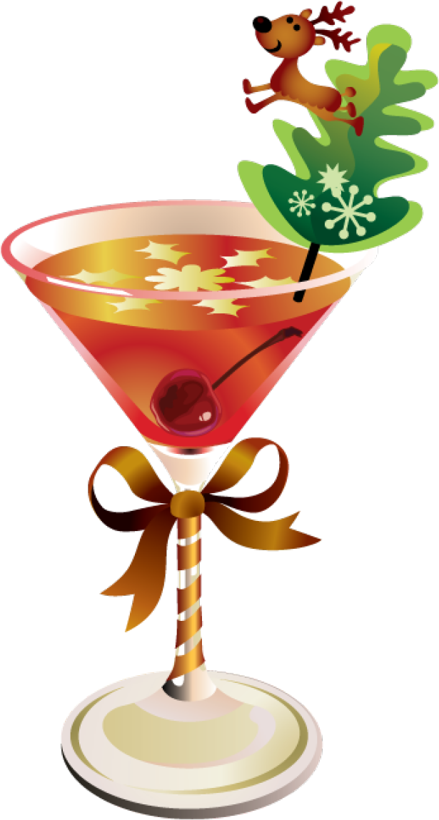 Drinks With Umbrella Transparent Background - Christmas Cocktail Clipart (640x1179), Png Download