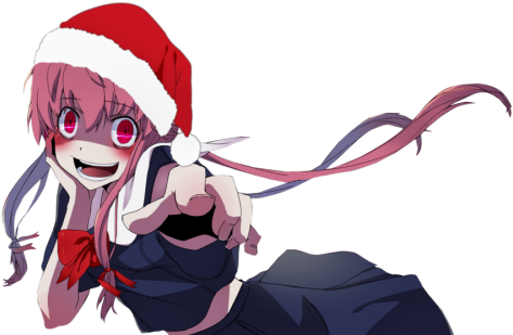 Christmas Hat Anime - Mirai Nikki (500x340), Png Download