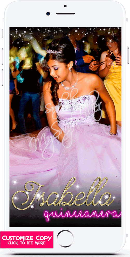 Quinceanera Gold Pink Glitter Snapchat Filter (1000x1000), Png Download