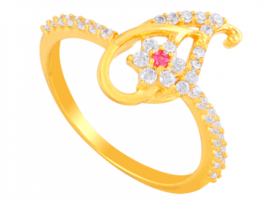 Sparkling Paisley Gold Ring - Gold (540x405), Png Download