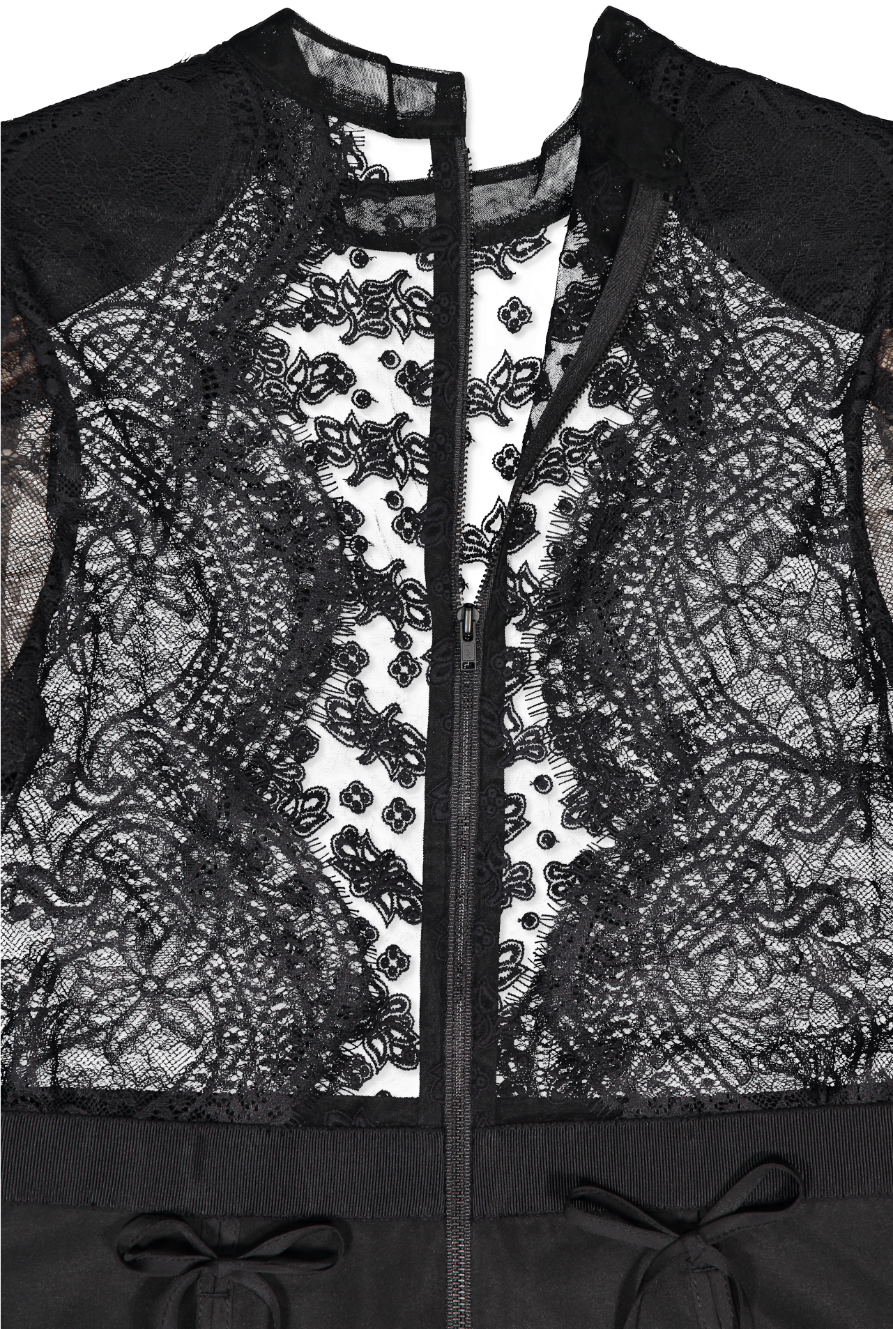 Long Sleeve Fine Lace Dress Black - Monochrome (1280x1920), Png Download