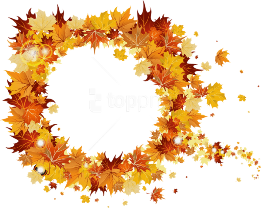 Free Png Best Stock Photos Transparent Fall Round Vector - Autumn Leaves Wreath Png (850x679), Png Download