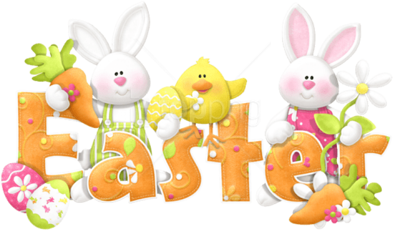 Free Png Download Easter Transparent Cute Text Png - Happy Easter Bunny Clipart (850x506), Png Download