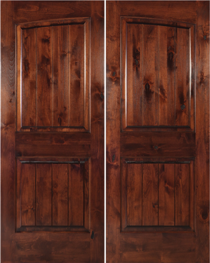Krosswood Knotty Alder 2 Panel Common Arch With V-grooves - Home Door (1000x1000), Png Download