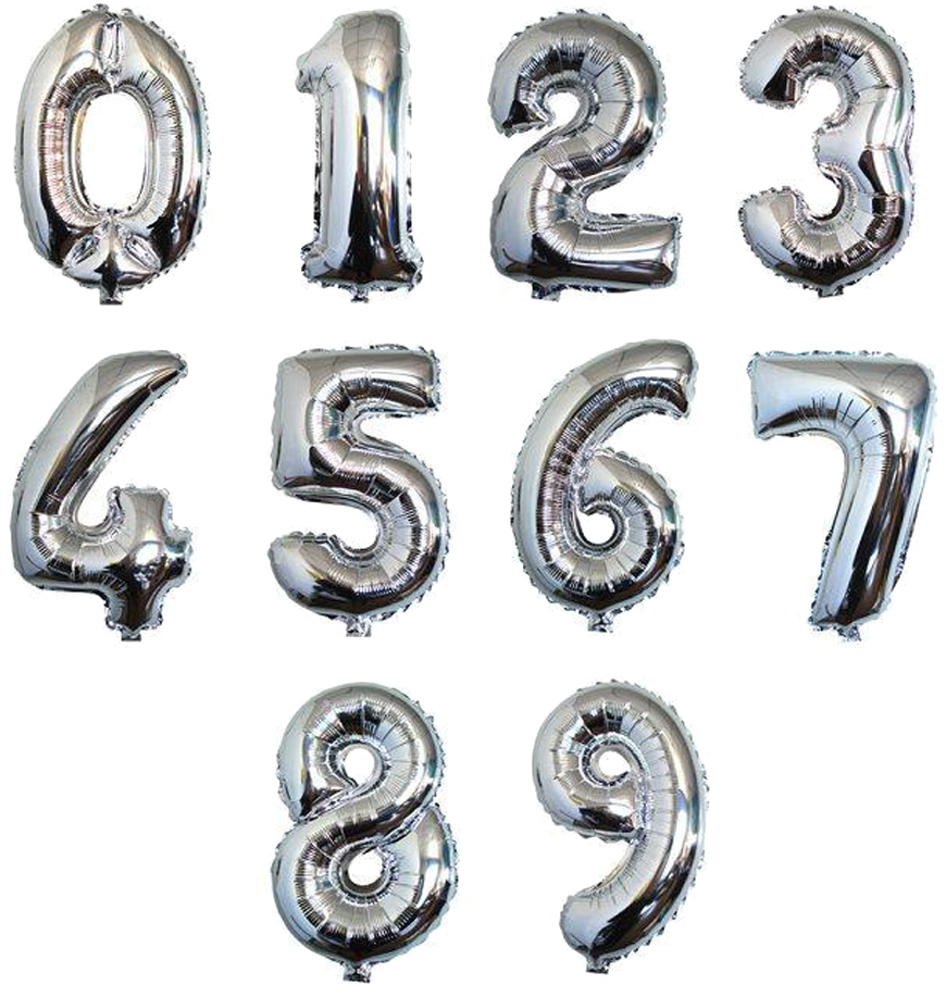 Helium Number Balloons - Silver Helium Number Balloons (1000x1000), Png Download