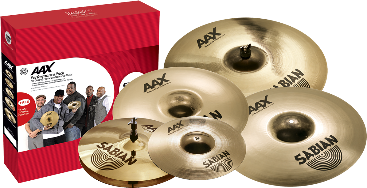 Sabian Aax Praise And Worship 5-piece Cymbal Pack With - Sabian Aax Cymbal Pack (1200x647), Png Download