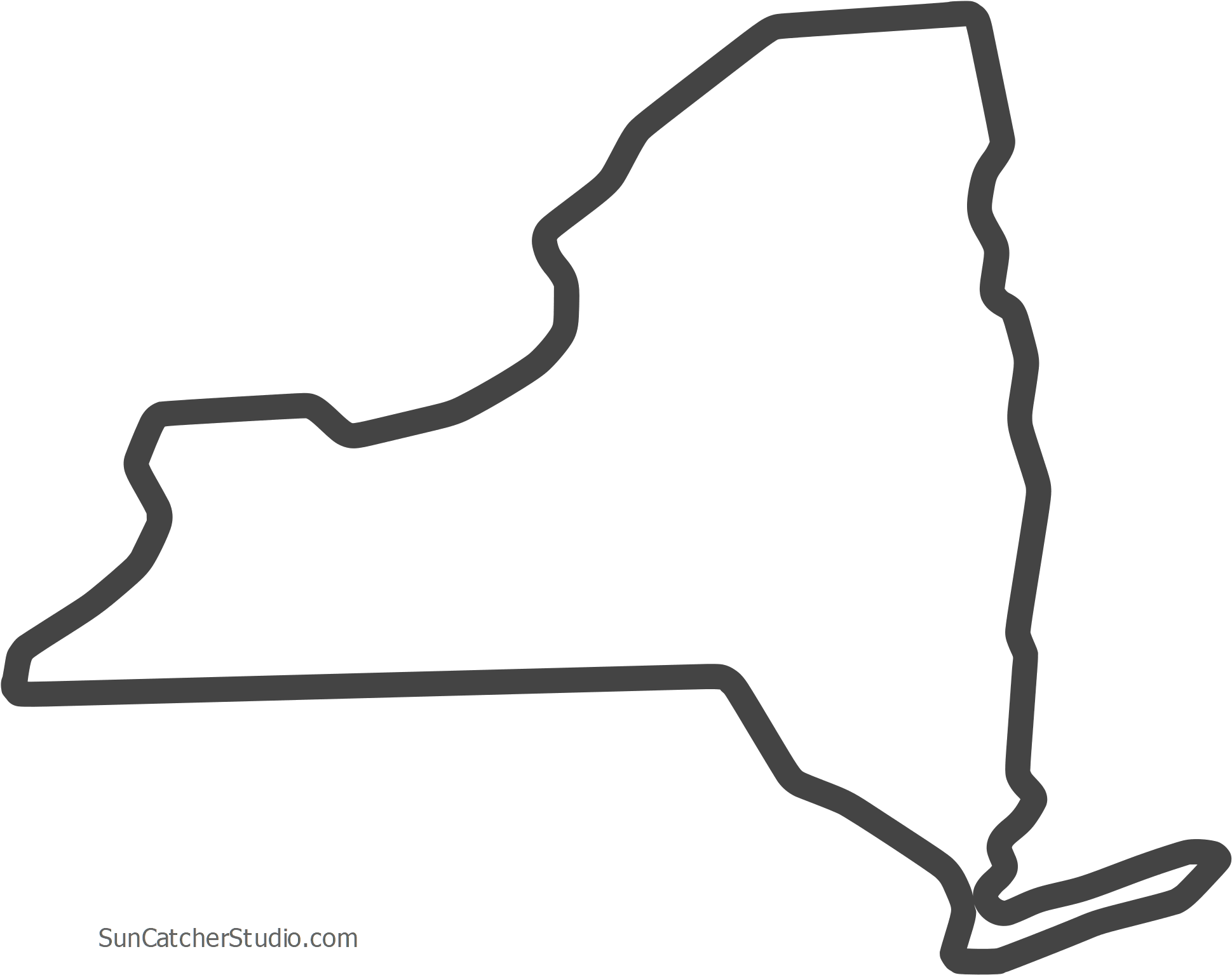 Free New York Outline With Home On Border, Cricut Or (2000x1594), Png Download