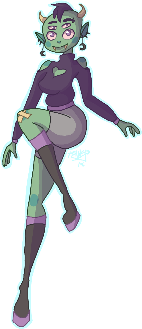 I Felt Like Drawing A Cute Monster Girl - Cartoon (900x1200), Png Download