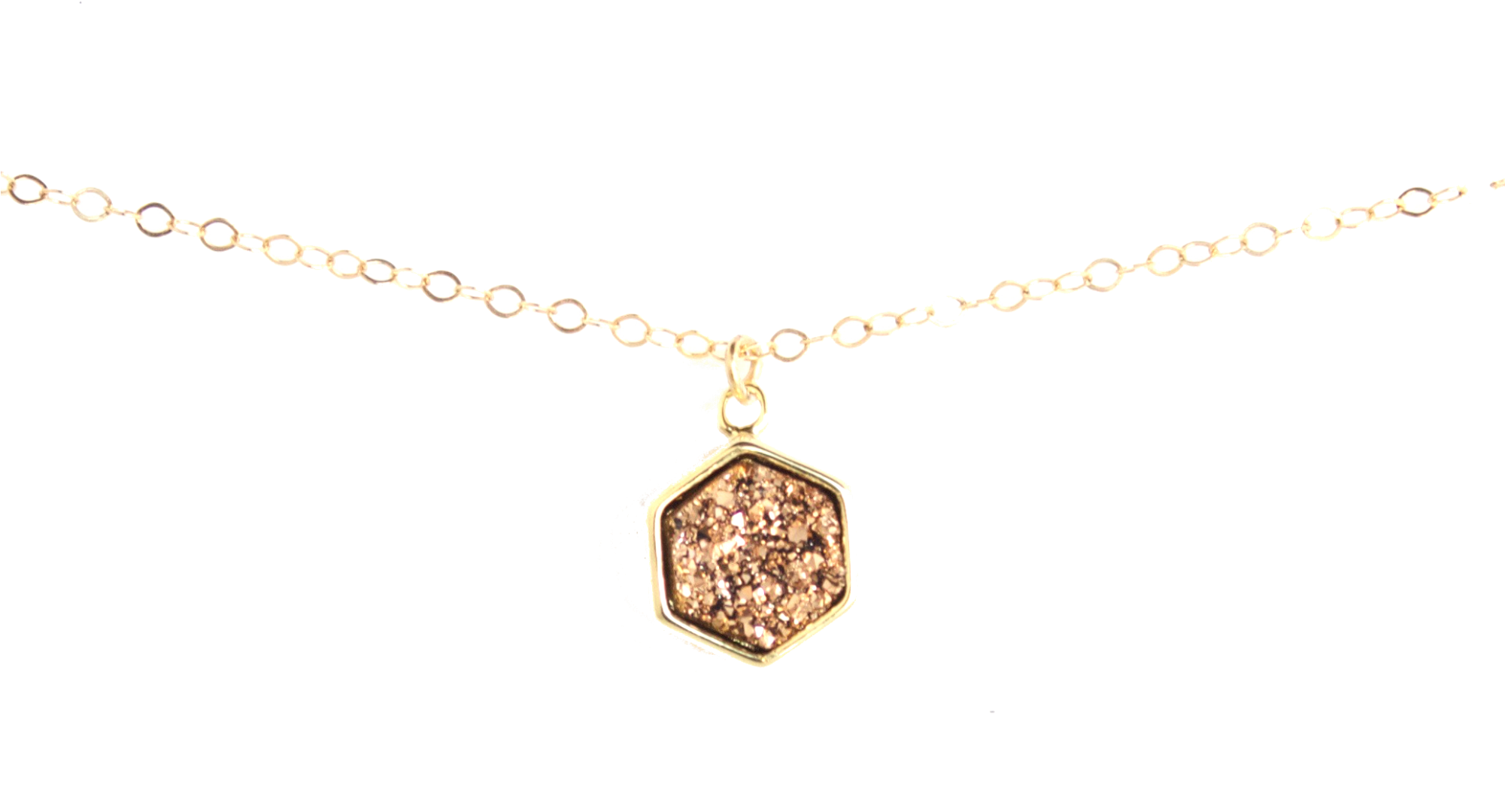Hexagon Rose Gold Druzy Necklace - Locket (2000x2000), Png Download