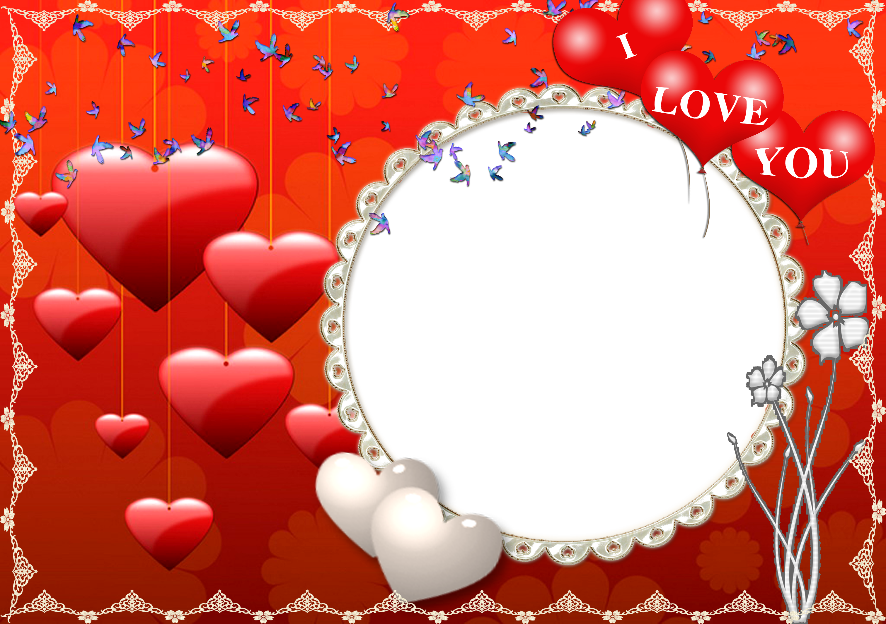 Molduras Para Montagens De Cartões E Fotos Enchei Vos - Valentine Hearts (3024x2132), Png Download