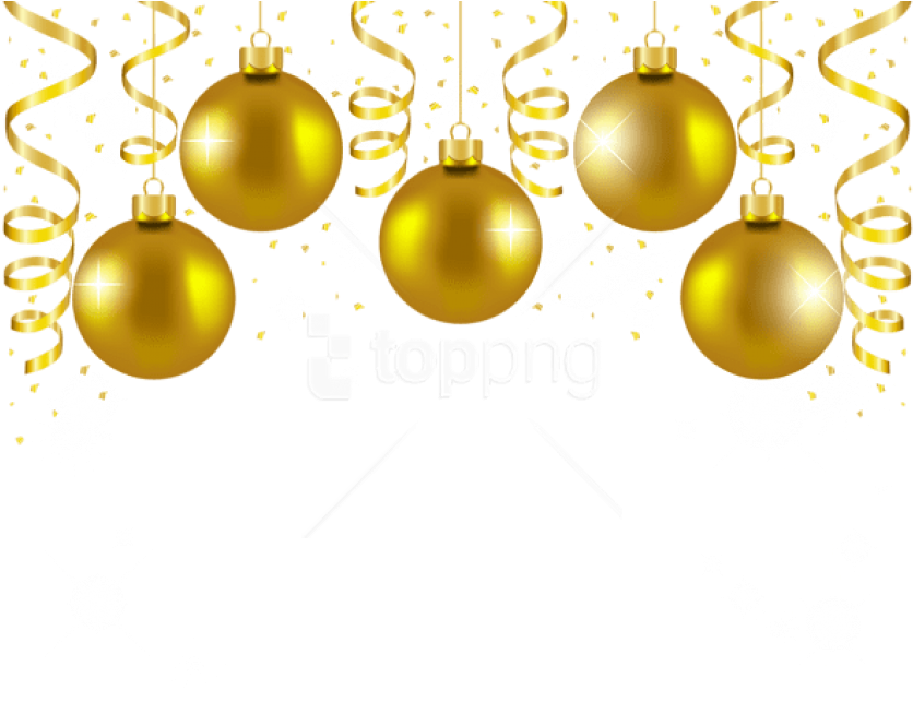 Free Png Transparent Gold Christmas Balls Decor Png - Gold Christmas Balls Png (850x676), Png Download