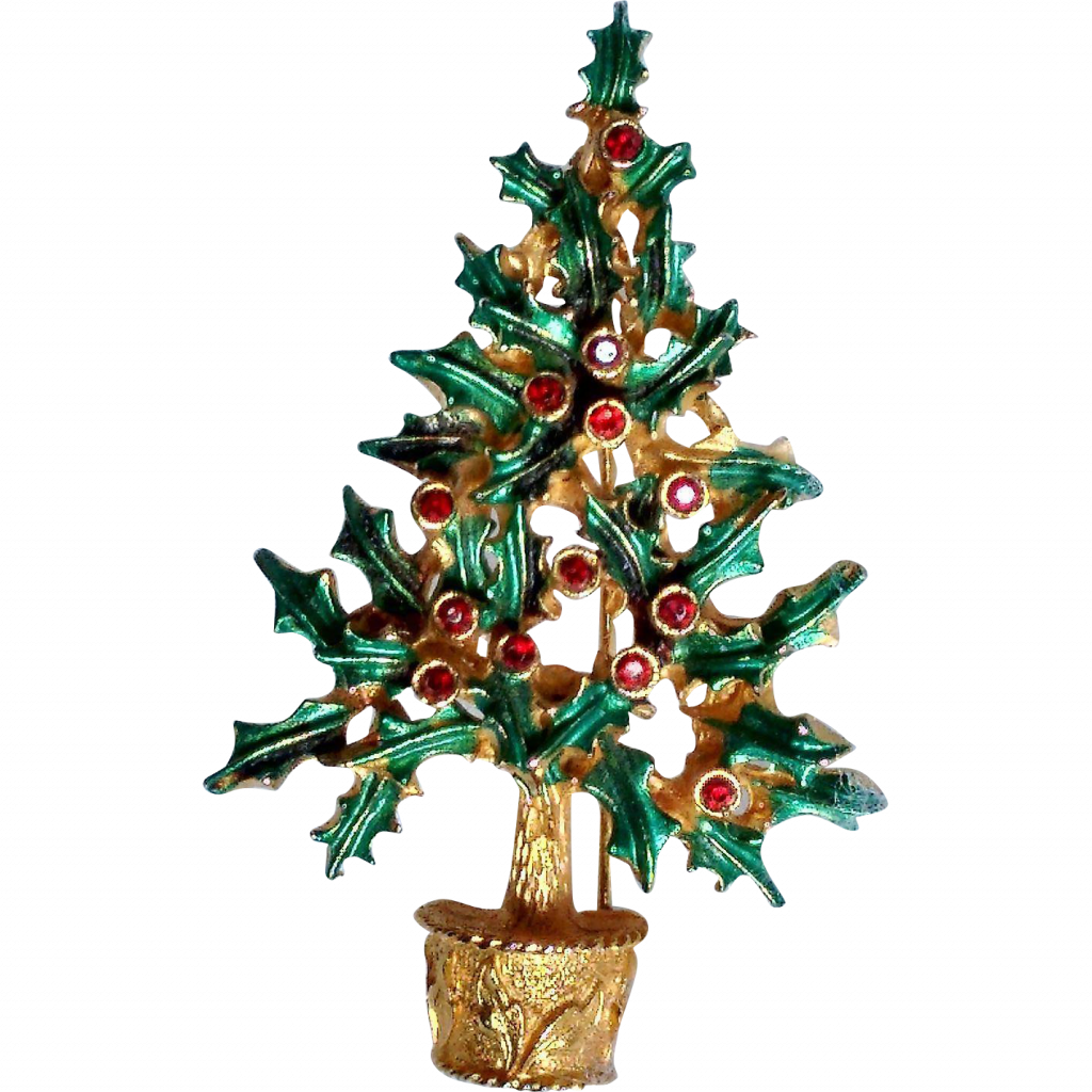 Christmas Tree Holly Photo Inspirations Vintage Brooch - Christmas Ornament (1024x1024), Png Download
