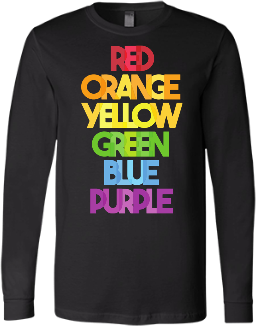 Lgbt Color Name Shirt - Red Orange Yellow Green Blue Purple Shirt (1155x1155), Png Download