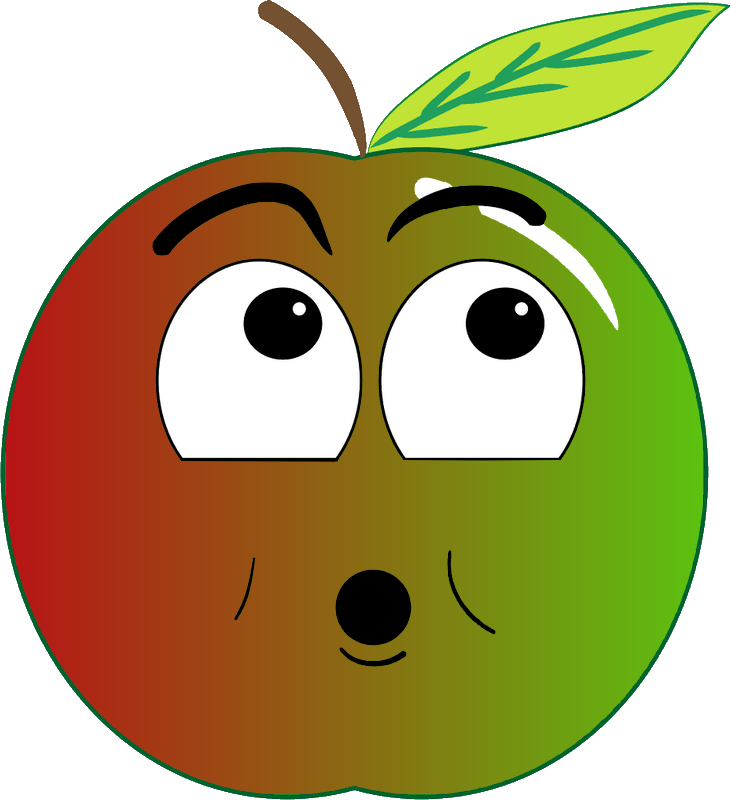 Fruit Pomme Vert Rouge Surpris - Angry Apple Clipart Png (731x800), Png Download