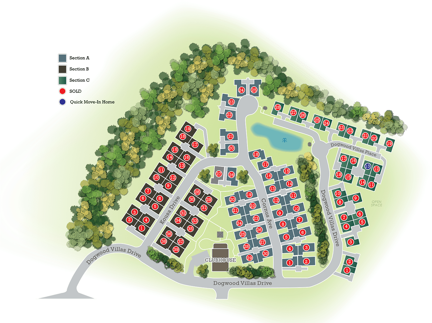 Eagle Construction Villas At Dogwood Site Plan - Plan (1500x1104), Png Download