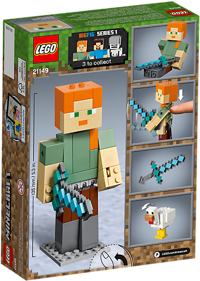 Minecraft™ Alex Bigfig With Chicken - Lego Minecraft 21149 (800x600), Png Download
