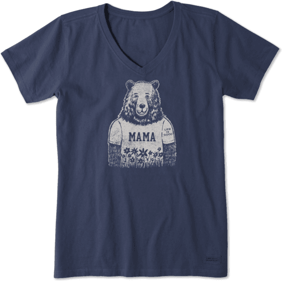 Women's Mama Bear Crusher Vee - Life Is Good (570x570), Png Download