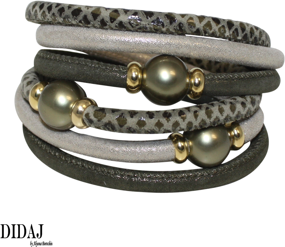 Didaj Gold & Olive Green Snake Italian Wrap Leather - Bracelet (1000x1000), Png Download
