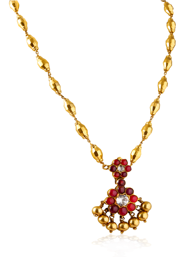 Ruby Diamond Flower Necklace - Necklace (1000x1000), Png Download