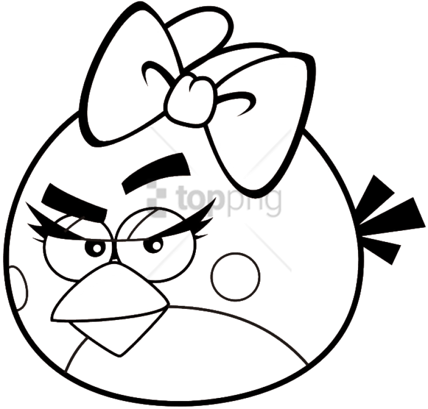 Free Png Download Girl Angry Birds Coloring Pages Png - Angry Birds Clipart Black And White (850x813), Png Download