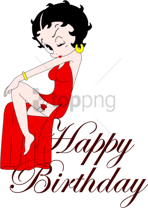 Free Png Betty Boop Happy Birthday Banner Png Image - Happy Birthday Text Png (480x675), Png Download