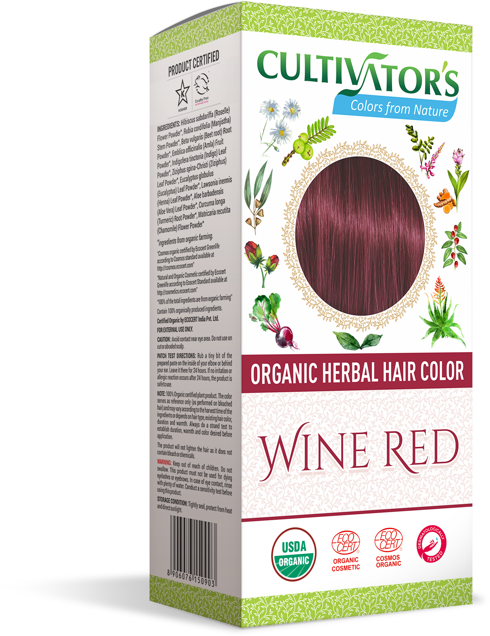Wine Red Organic Herbal Hair Color Hibiscus, Beet Root, - Cultivators Hair Color Dark Brown (1758x2177), Png Download