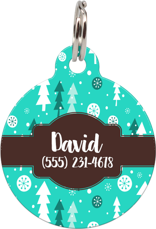 Christmas Trees Personalized Dog Id Tag For Pets - Illustration (803x802), Png Download