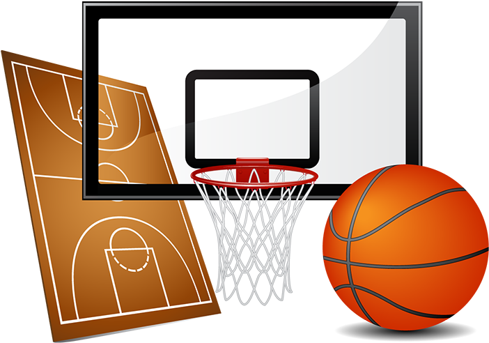 Cartoon Basketball Court - Equipments Used In Basketball (800x618), Png Download