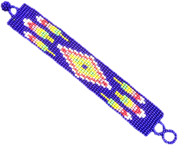 Huichol Indian Beaded Bracelet - Electric Blue (640x640), Png Download