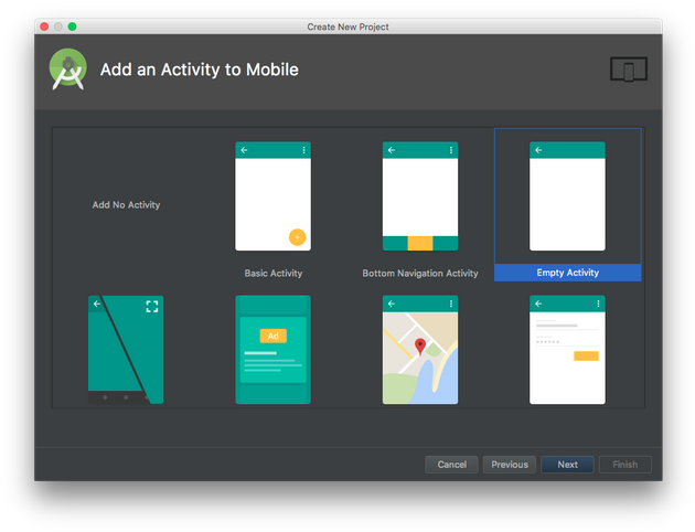 You Can Choose Different Type Activities Here - Android Studio (640x489), Png Download