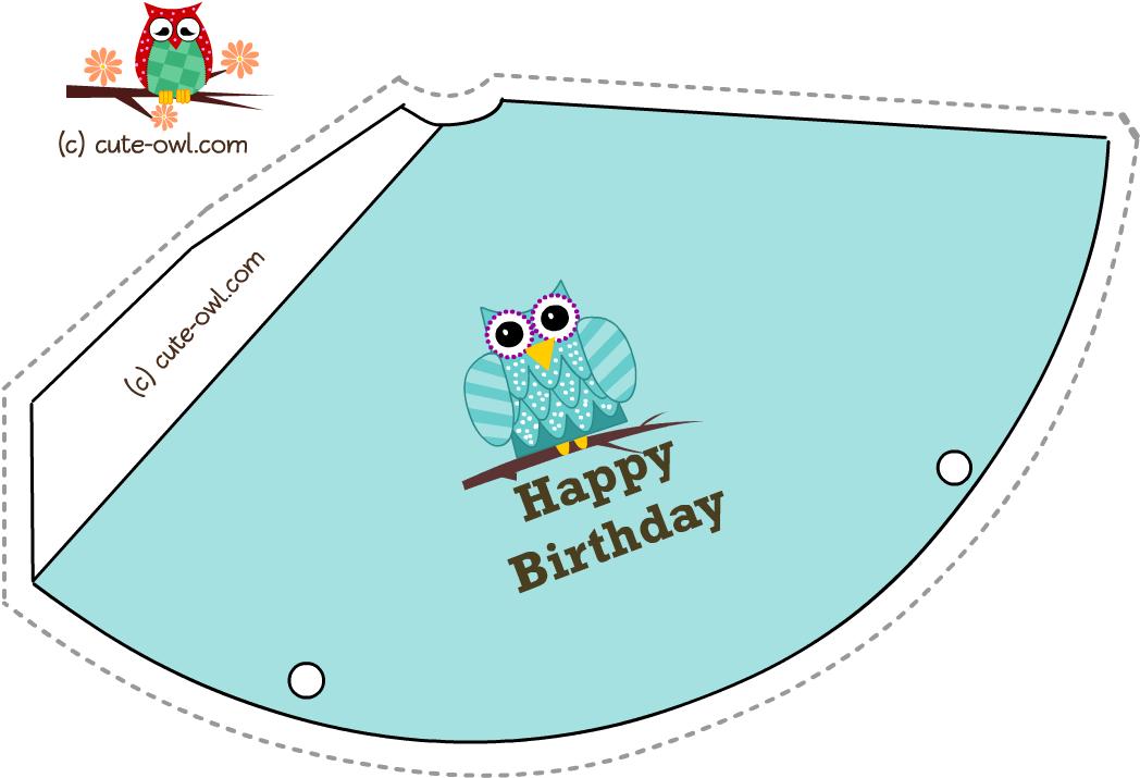 Free Printable Cute Owl Birthday Party Hats - Party Hat (1100x800), Png Download