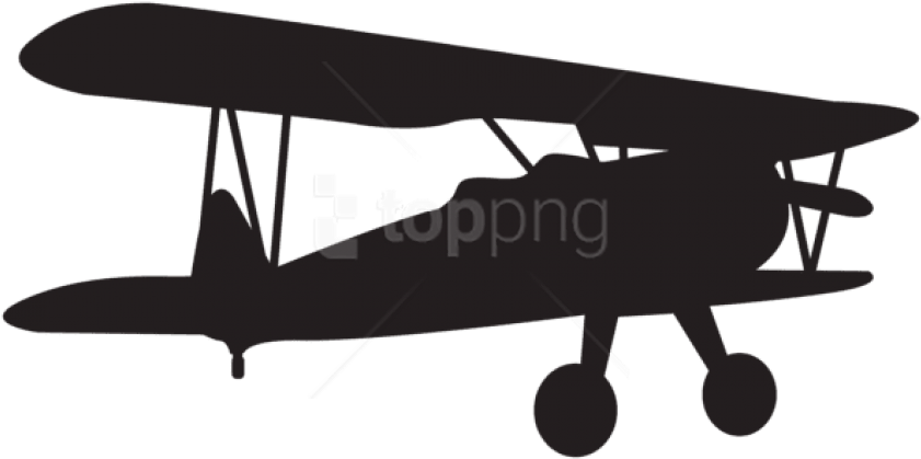 Free Png Small Plane Silhouette Png - Propeller Plane Silhouette Png (850x428), Png Download