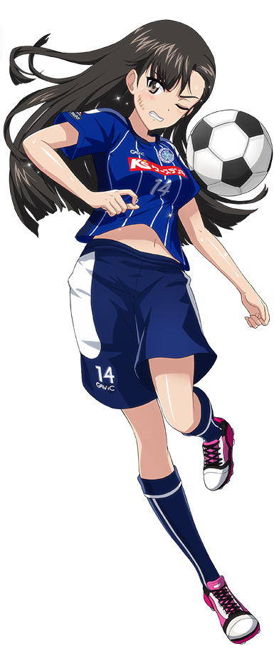 Png - Anime Girl Playing Soccer (384x960), Png Download